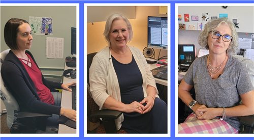 Three women working in information technology within Spokane Public Schools.